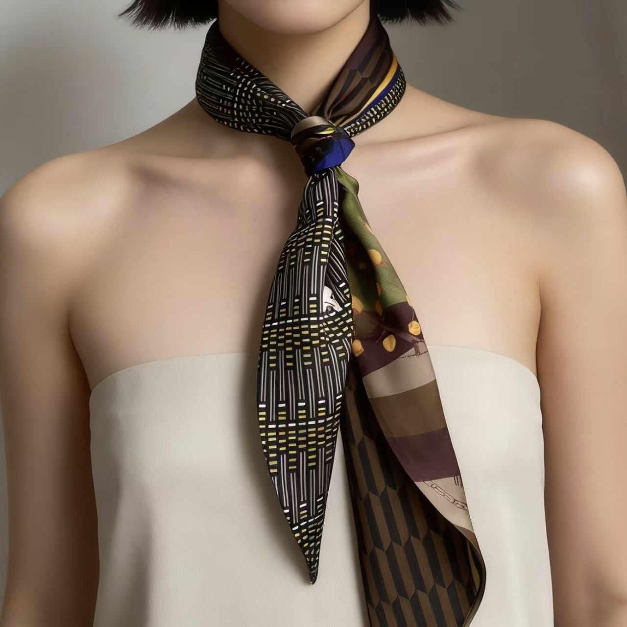 Luxuriöses bedrucktes langes H – Silk Neck Scarf Bewertung und Preis